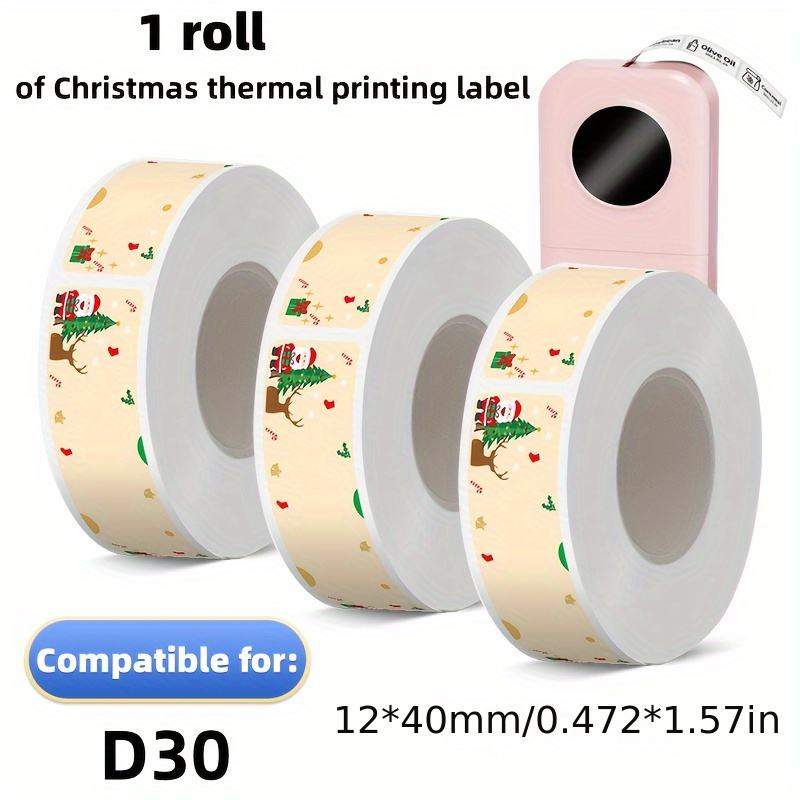 

160 Sheets/roll 160 Stickers Santa D30 - Labels, 3/8in*11/2in (12mm*40mm) Background , D30 For , , School Use