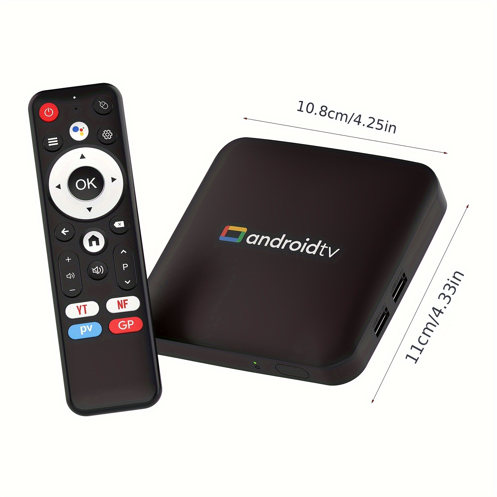 Amlogic H96 MAX S905L3 Quad-Core Cortex-A53 @ 2.0GHz CPU, Caja TV Android 14.0 con Salida 4K, WiFi Dual (2.4G/5G), BT 4.0 + LAN, Asistente de Google Smart TV Box, 2GB RAM y 16GB Almacenamiento, Puertos USB 12V/1A