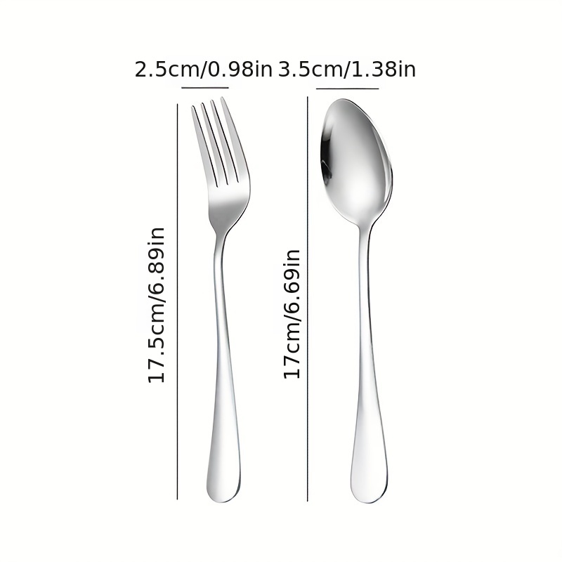 12pcs Stainless Steel Dessert Fork & Spoon Set for Home Kitchen Restaurant
