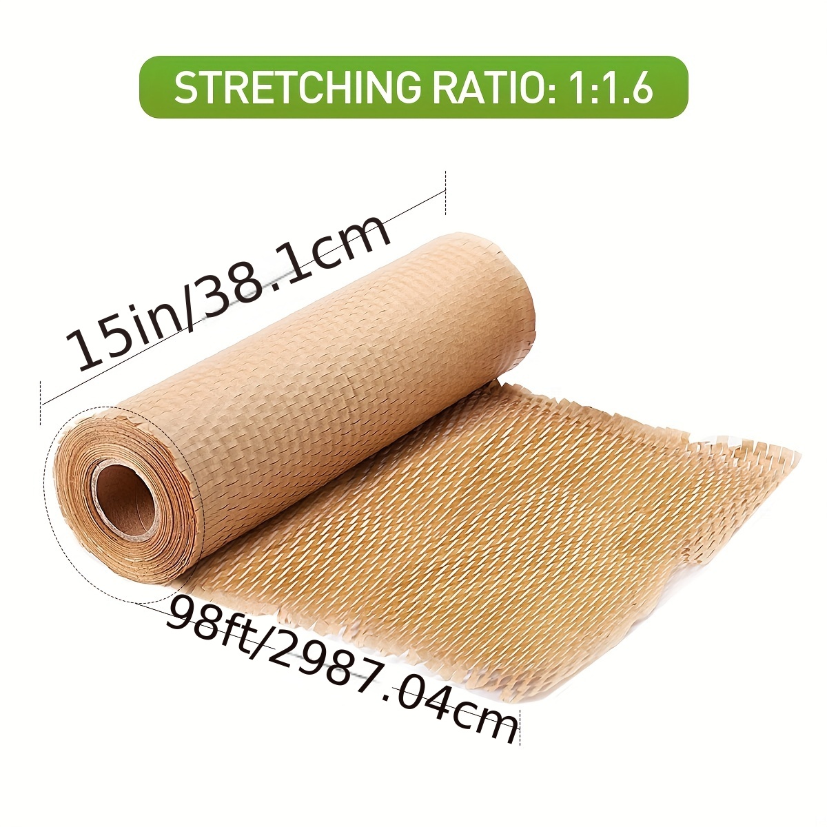 Aspamms Honeycomb Packing Paper 15' x 131\ Honeycomb Cushioning Wrap Roll for Moving Shipping Packaging Gifts Recyclable Honeycomb Paper Bubble Paper
