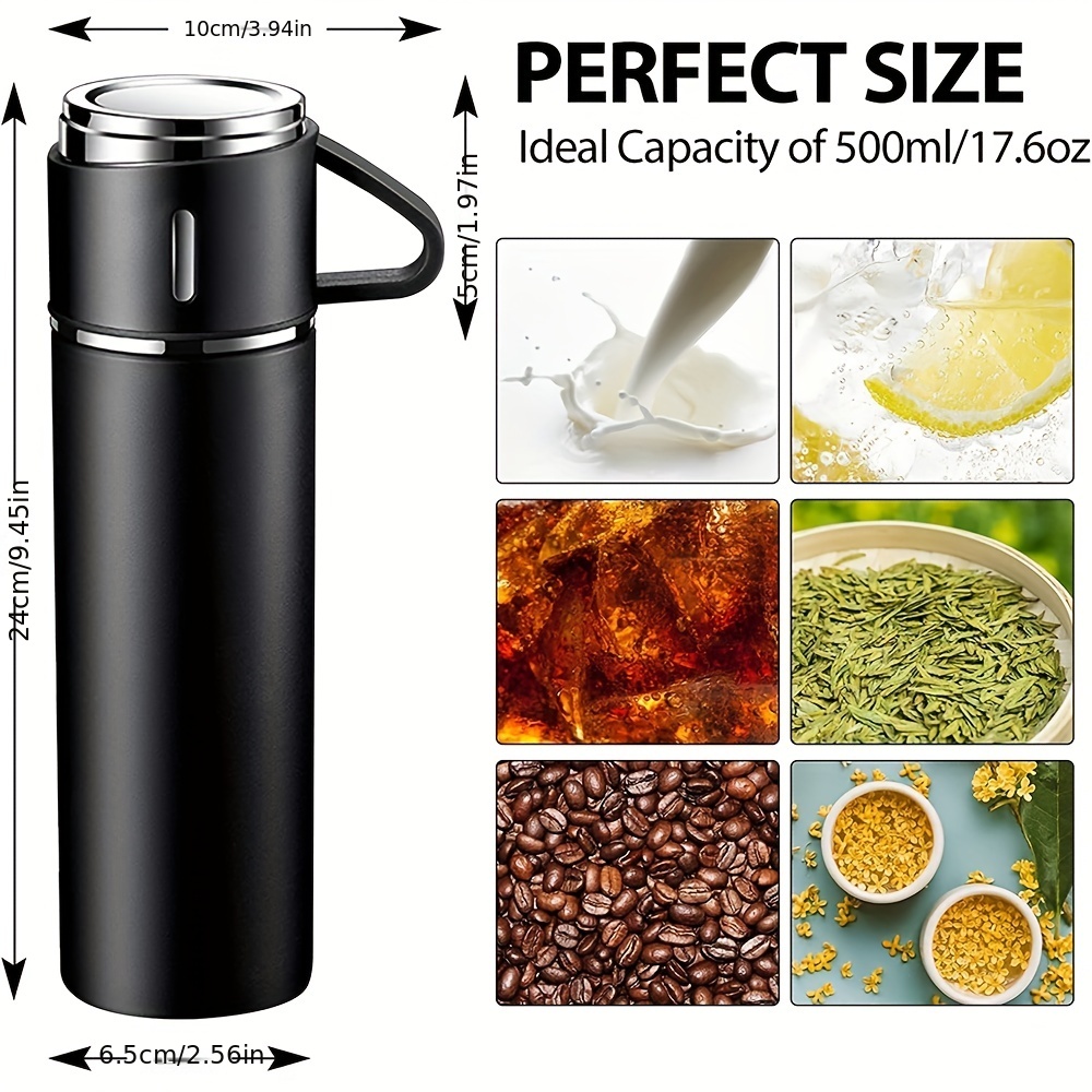 3-Piece Set 304 Stainless Steel Vacuum Flask 500ML Portable