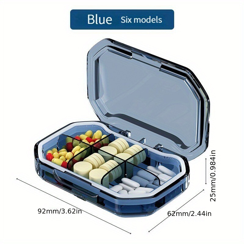 1pc Portable 6 Grids Medicine Box, Mini Pill Organizer, Plastic Small Drug  Storage Case