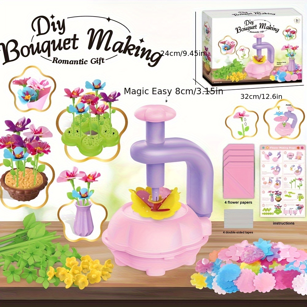 Fabric Flower Bouquets Toys, DIY Craft Kits Toys for Kids - Flower Market Toy, Build Your Flower Bouquet, Arts & Crafts for 4 5 6 7 8 Year Toddler Girl