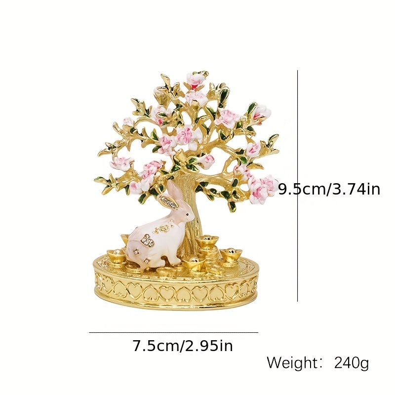 vintage style rabbit cherry blossom tree design jewelry box money tree accessories storage box ideal choice for gifts details 0