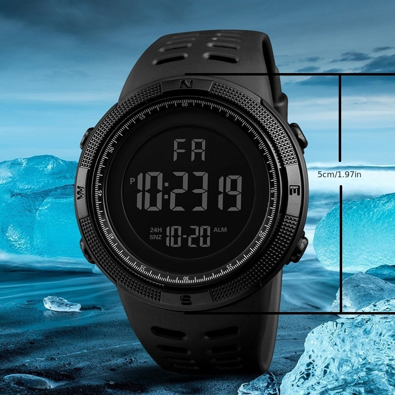 1 reloj multifuncional para hombres de negocios con esfera   en  , pantalla digital luminosa nocturna, calendario  , temporizador y función deportiva