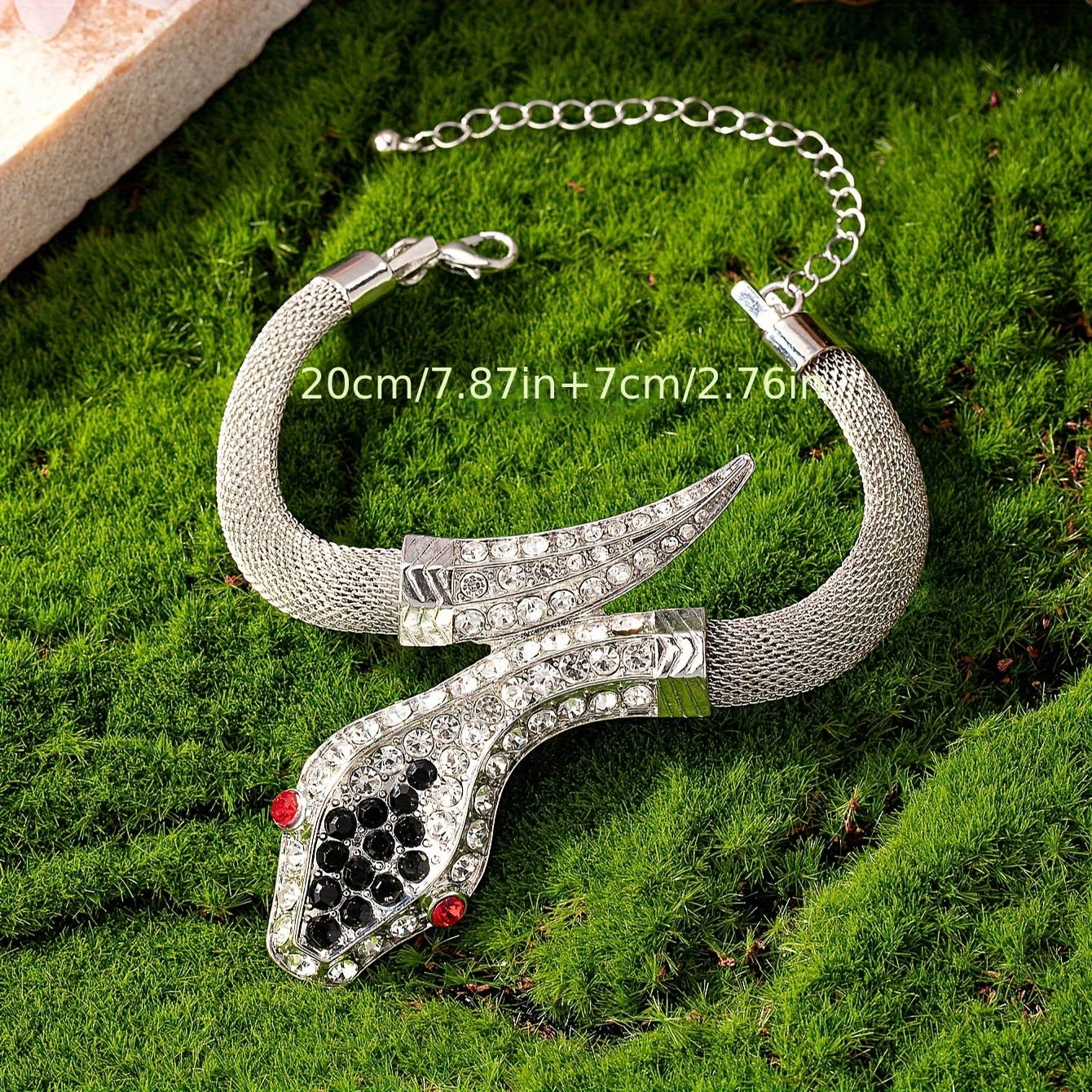 Rhinestone Encrusted Snake Bracelet, Versatile Zinc Alloy