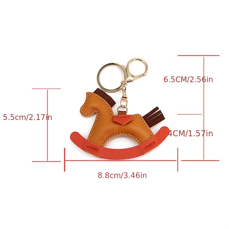 Handmade Leather Carousel Rocking Horse Keychain Bag Charms 