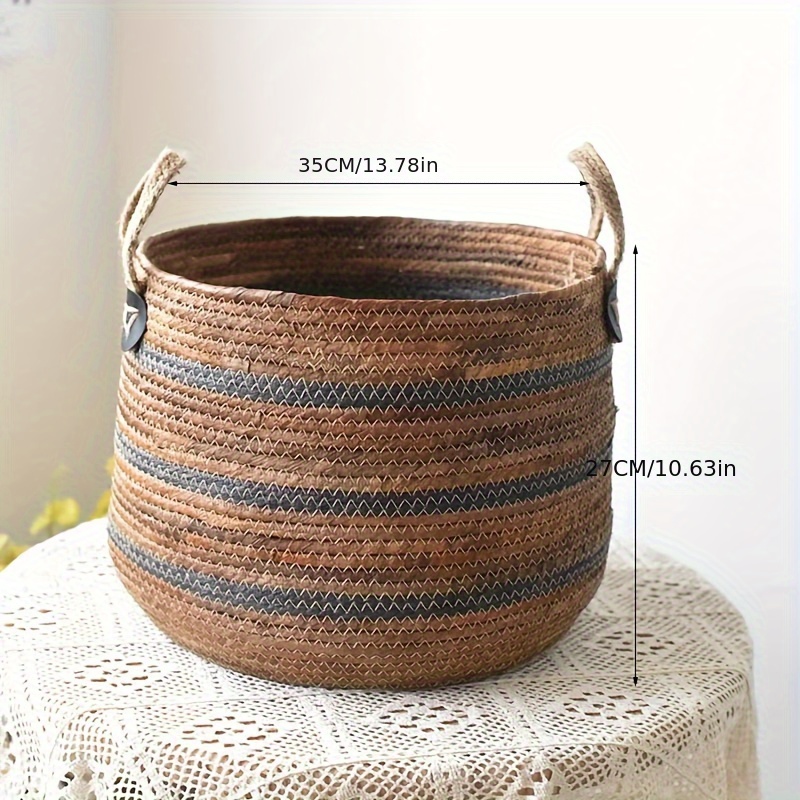 TEMU Storage Baskets Rattan Banana Rope Weaving Large Capacity Storage Basket Organizing Room Basket, Shelf Baskets