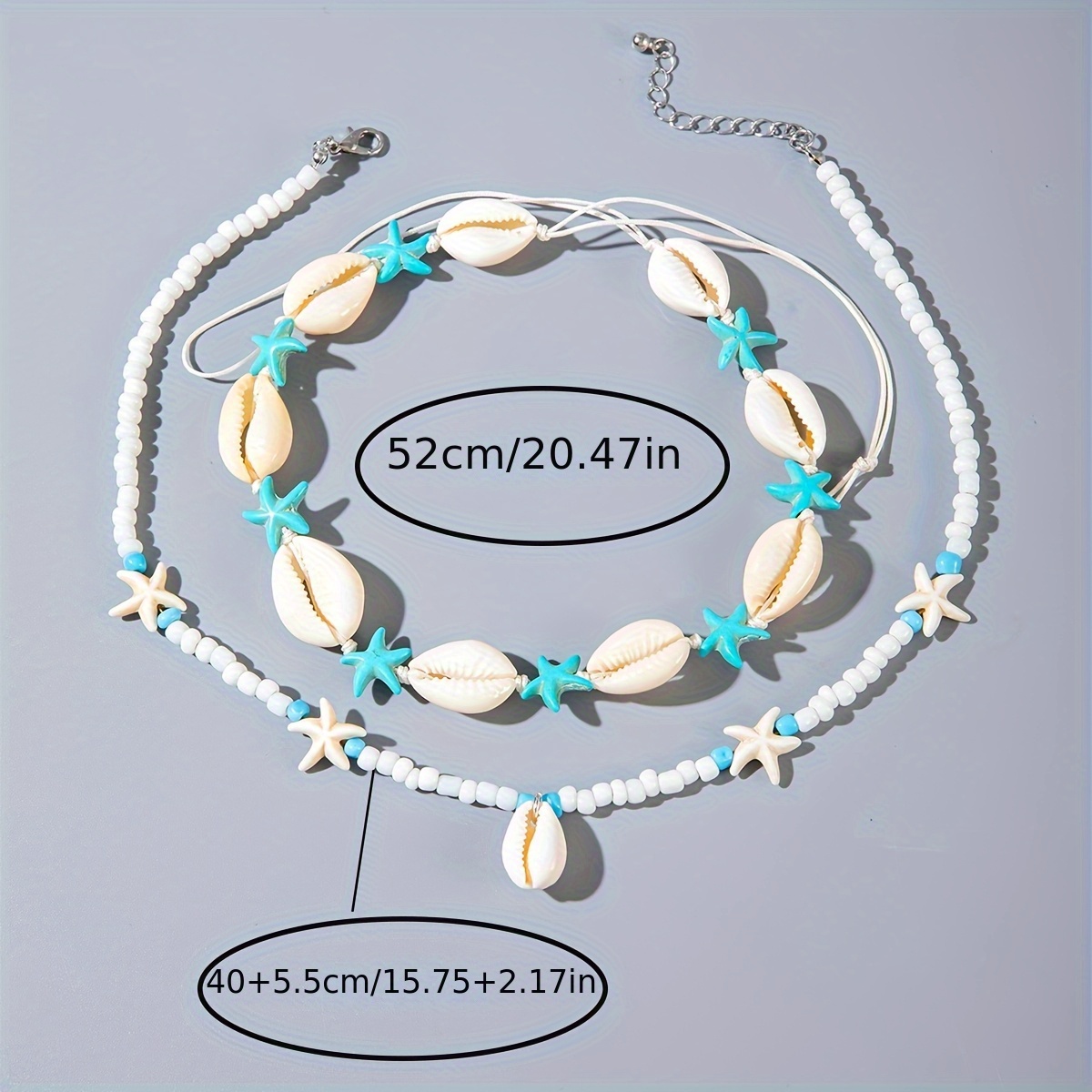 Bohemian Ocean Style Double Strand Necklace Set