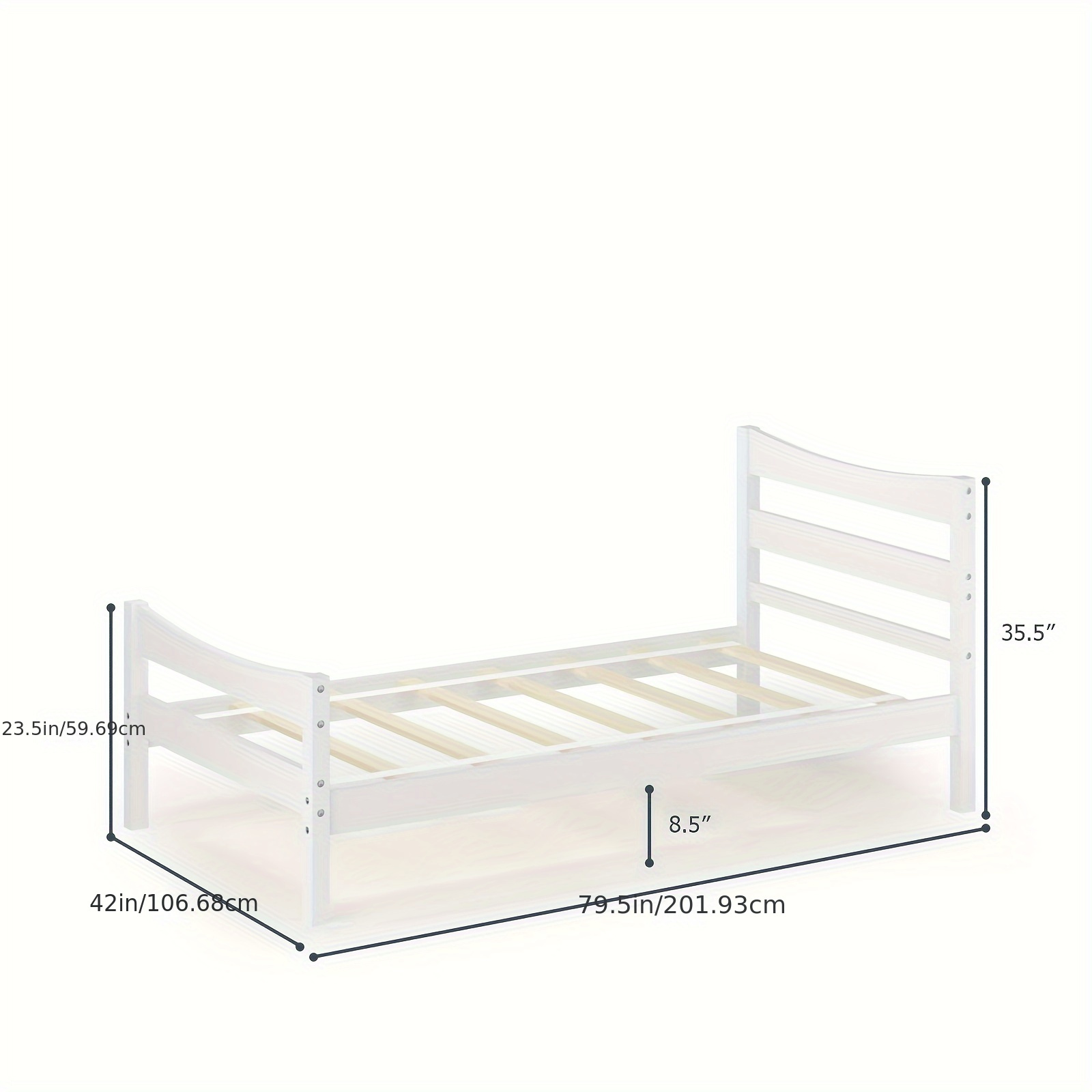 Twin Size Wood Bed Frame, Panel Bed Mattress Foundation W/strong ...