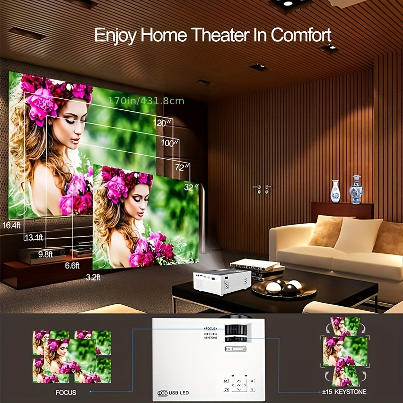 Proyector de vídeo Multimedia para cine en casa, dispositivo de proyección  de películas para cine en