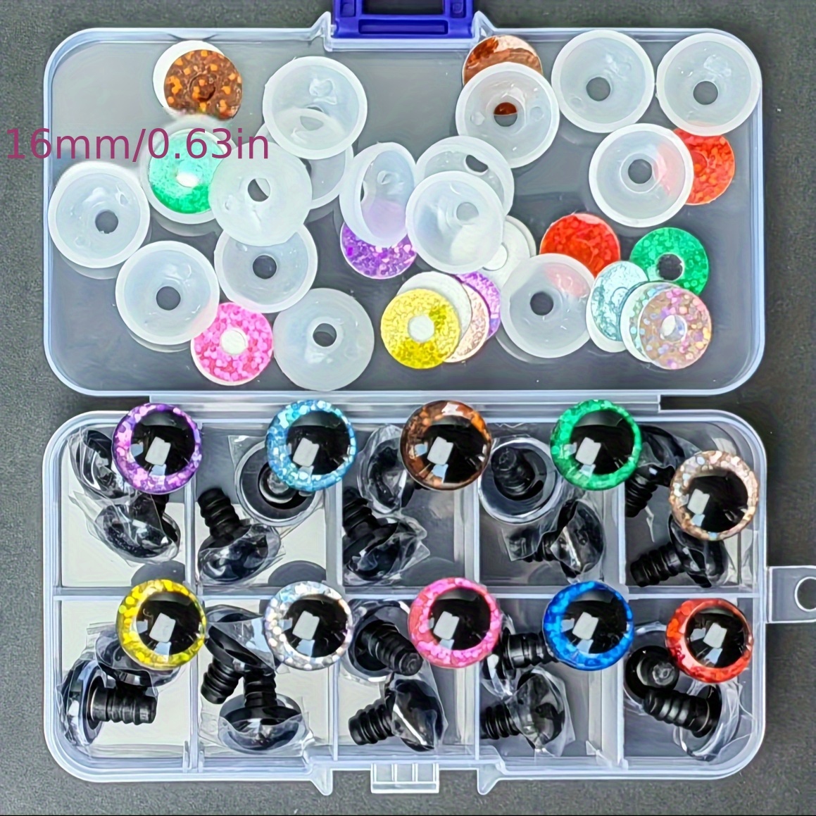 Image of 30pcs/box 3d Glitter Safety Eyes For Crochet Toys Diy Eye For Plush Toy Animal Doll Accessories