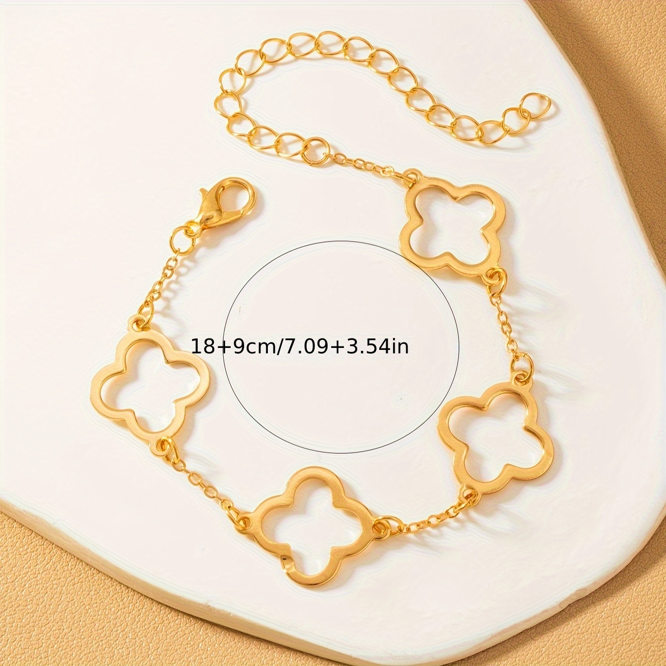 Golden-Tone Lucky Clover Elegant Bracelet with Red Enamel Chain Perfect for Valentine's Day, Mother's Day, Teacher Appreciation, and Back-to-School Gifts, Teacher Appreciation Gift|Elegant Bracelet Design|Durable Chain Bracelet 1pc