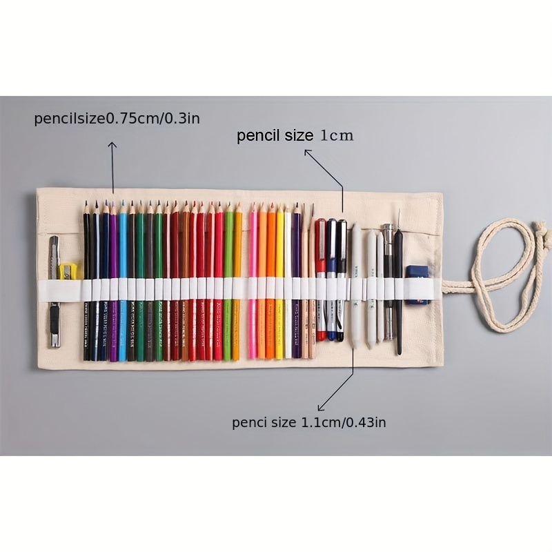 1PC 24 Holes Retro Canvas Artists Pencil Case Roll Up Brush Pen