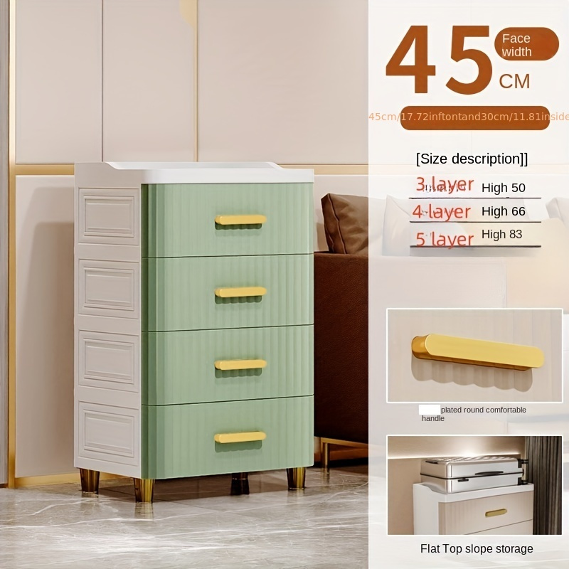 4 Drawer Chest Dresser Storage Chest Green Accent Cabinet for Bedroom