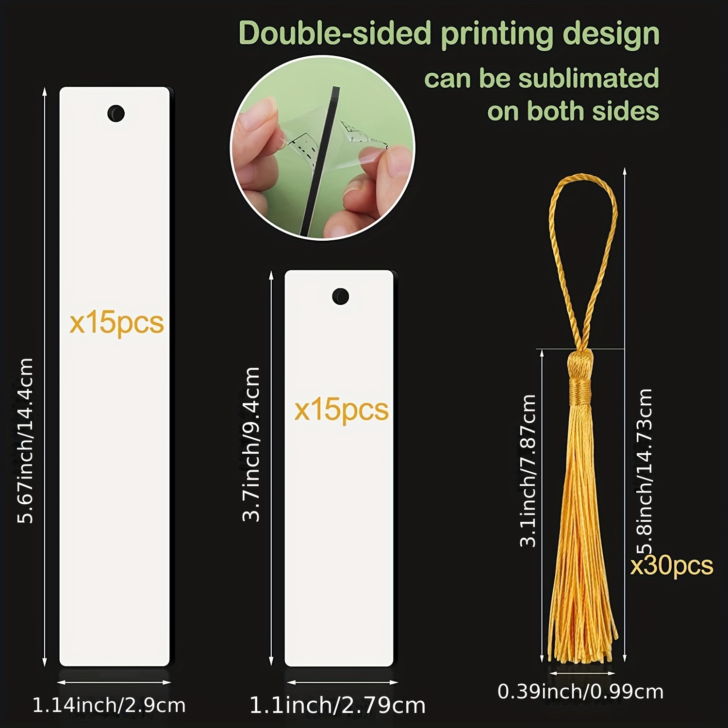Blank Metal Bookmarks with Hole and Tassels, Sublimation Blank Bookmarks,  20 Pcs