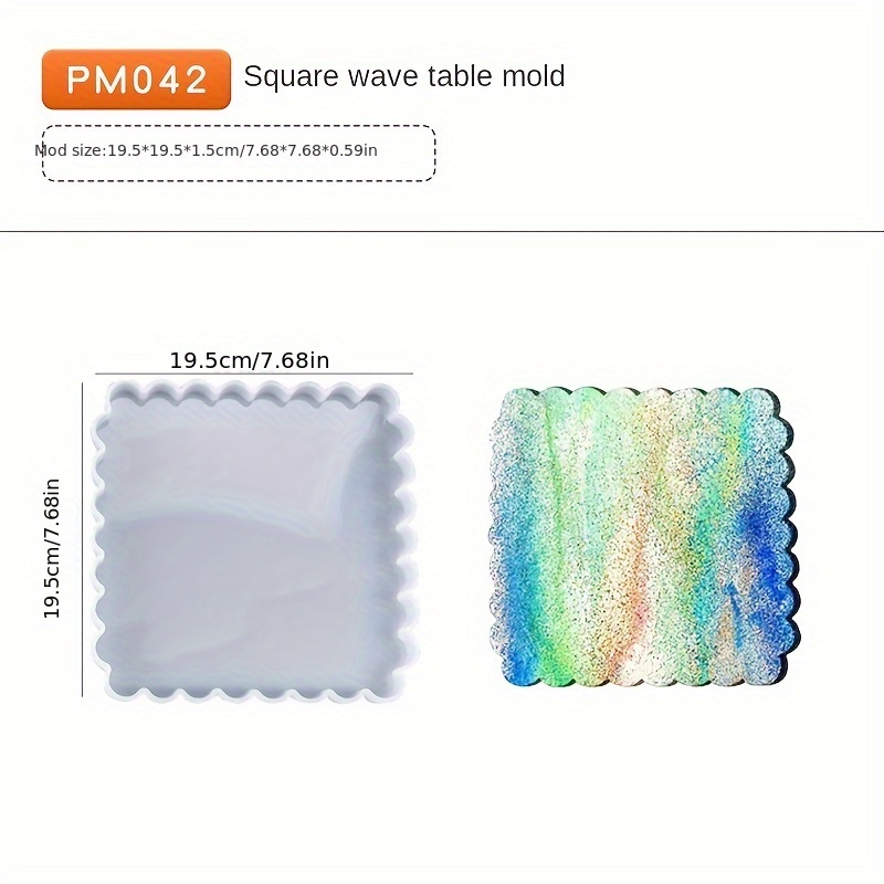 Resin Tray Molds Silicone, 13.5 Large Rectangle Deep Tray Resin Mold and 4  Piece Square Deep Coaster Molds, Silicone Tray Board Table Resin Mold 