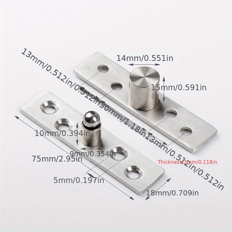 Image of Stainless Steel Rotating Door Hinge, 360 Degree Rotation Axis Up And Down Shaft Hidden Pivot Supplies Cabinet Hardware