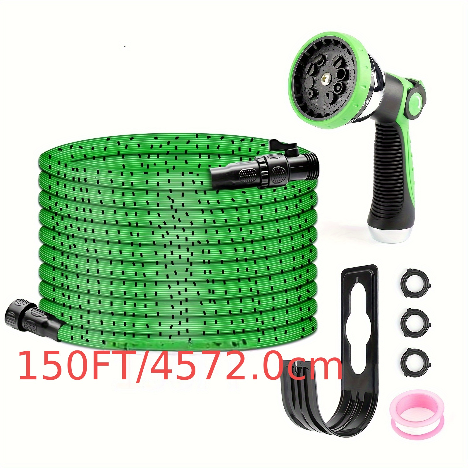 

150 Ft Garden Hose, 10 Function Nozzle, Solid Brass Fittings - Ideal For Gardening, Lawn Care & Pet Washing