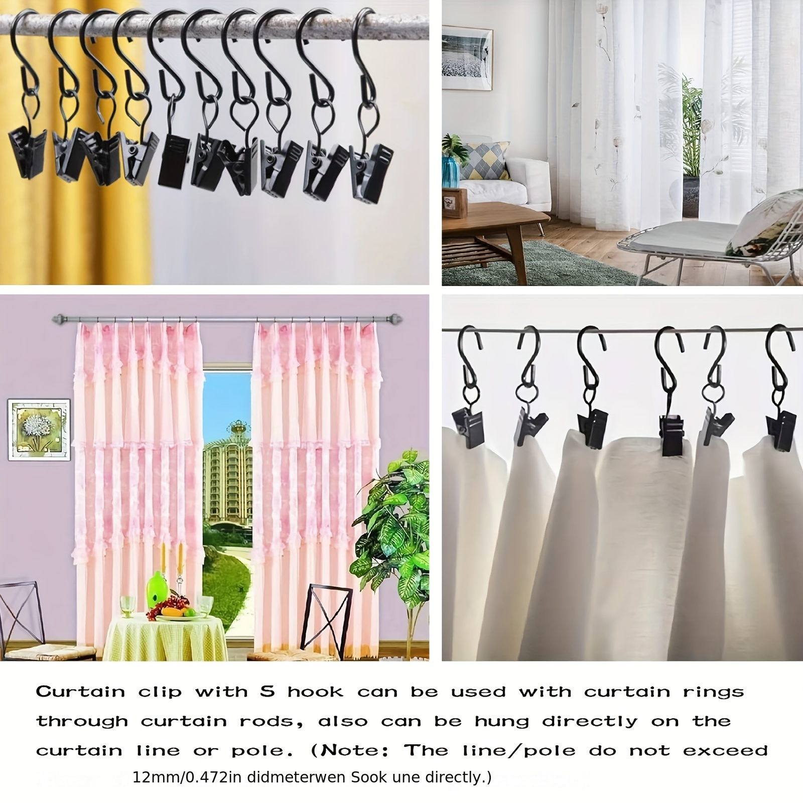Stainless Steel S Shaped Hooks Curtain Clips Hanging Tool - Temu
