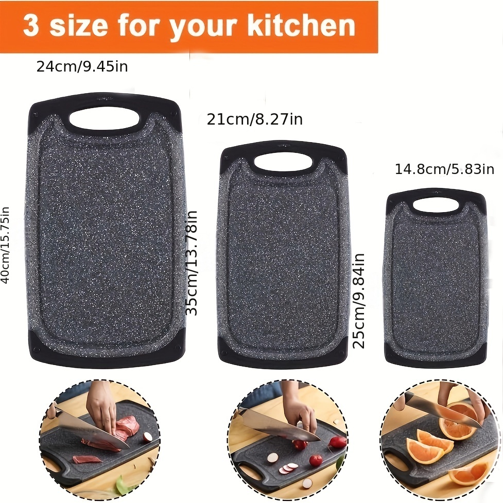 Durable Kitchen Cutting Board, Bpa Free, Large Dishwasher Safe Reversible  Plastic Boards, Nonslip Handle And Border, Deep Grooves, Chopping Food,  Cooking, Black - Temu United Arab Emirates