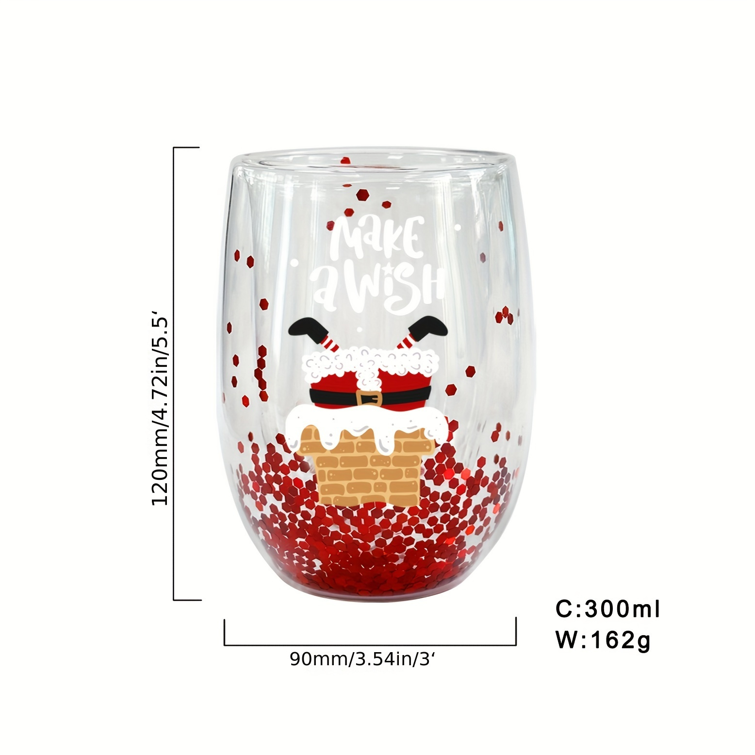 TEMU 4pcs Santa Cartoon Insulated Glass Set, Reusable Christmas Holiday Gift For , Machine Washable, Multipurpose Glassware With Patterns