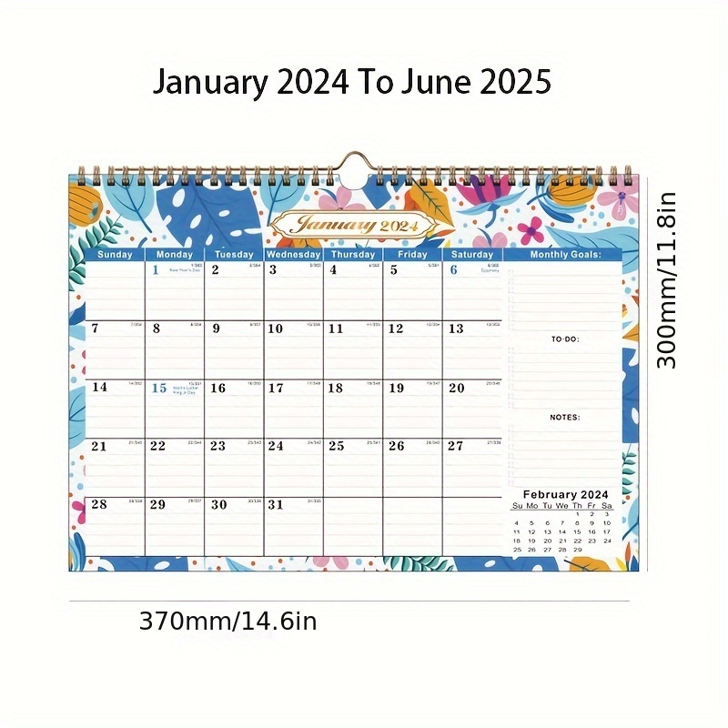 Calendario da parete 2024-2025, Calendari da muro da gennaio 2024 a giugno  2025, Calendario mensile sospeso di 18 mesi, calendario annuale premium per  una pianificazione e un'organizzazione, 43x30.5cm : : Cancelleria e