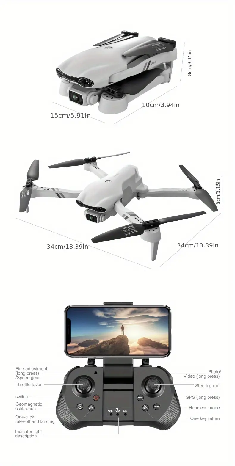 f10 drone hd dual camera with gps 5g wifi wide angle fpv real time transmission rc distance professional drones details 5