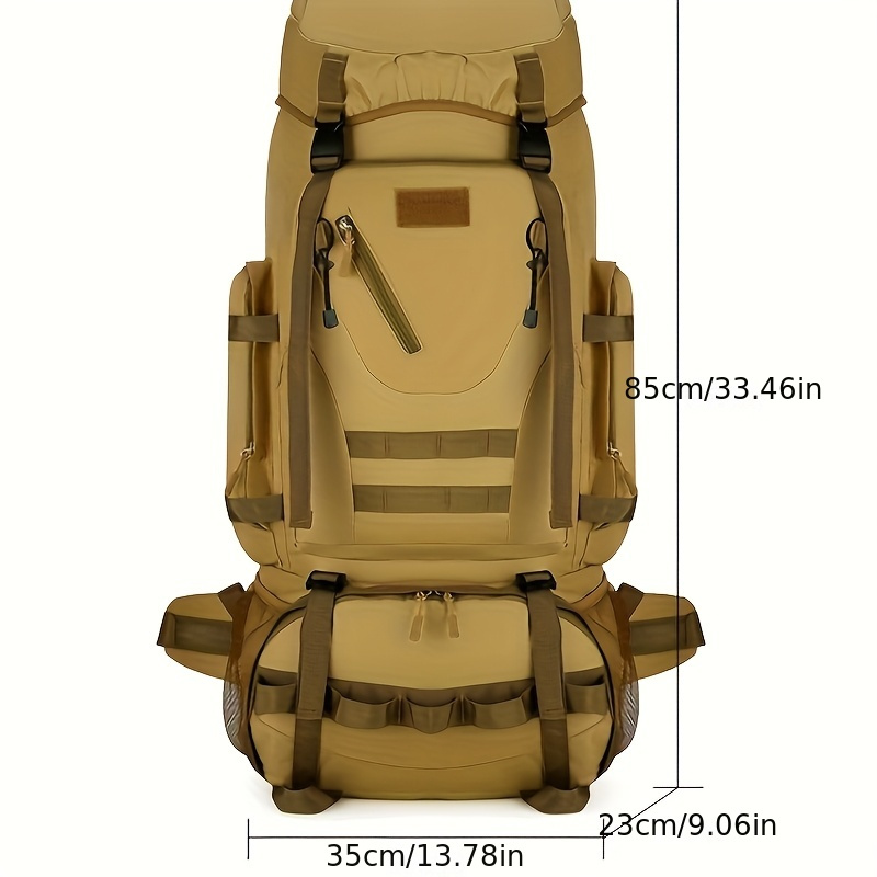 26.42gal Large Capacity Climbing Backpack - Beige Soft Shell, Adjustable Straps, Multiple Utility Pockets, Drawstring Closure, Ideal for Hiking and Camping, Camping Gear | Adjustable Strap Backpack | Oxford Cloth Backpack