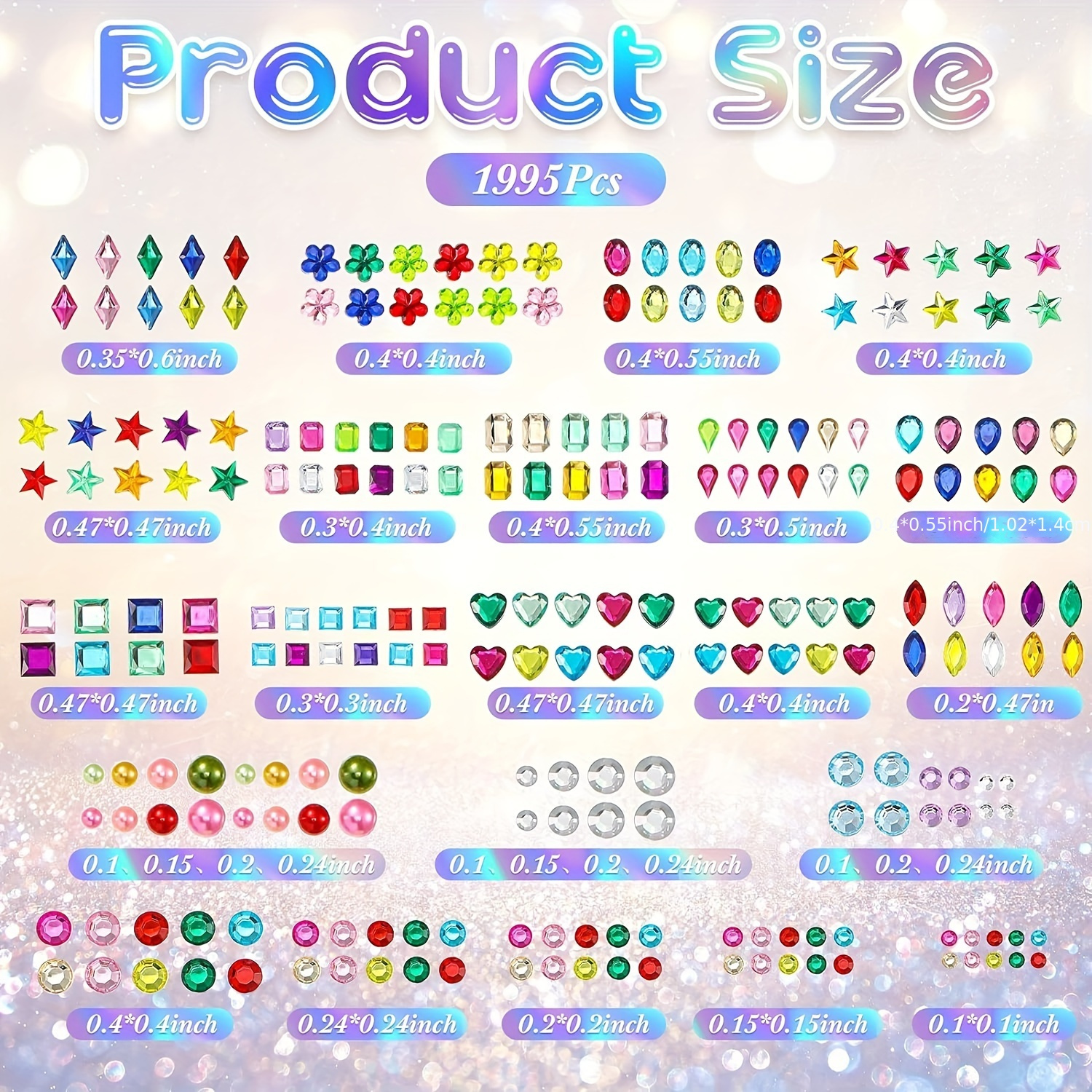 1995pcs Jewels Stickers Assorted Shapes Gem Stickers Bling Multicolor  Rhinestone Stickers Self Adhesive Face Gems Stick On Jewels For Crafts DIY  Makeu