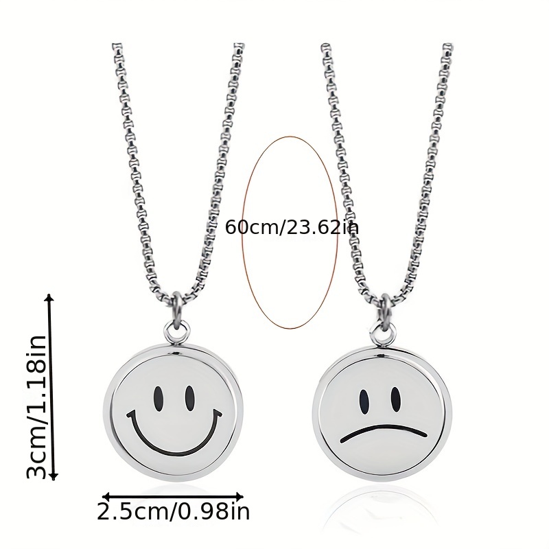 Rotating Smile Face Crying Face Necklace, Switching Expression