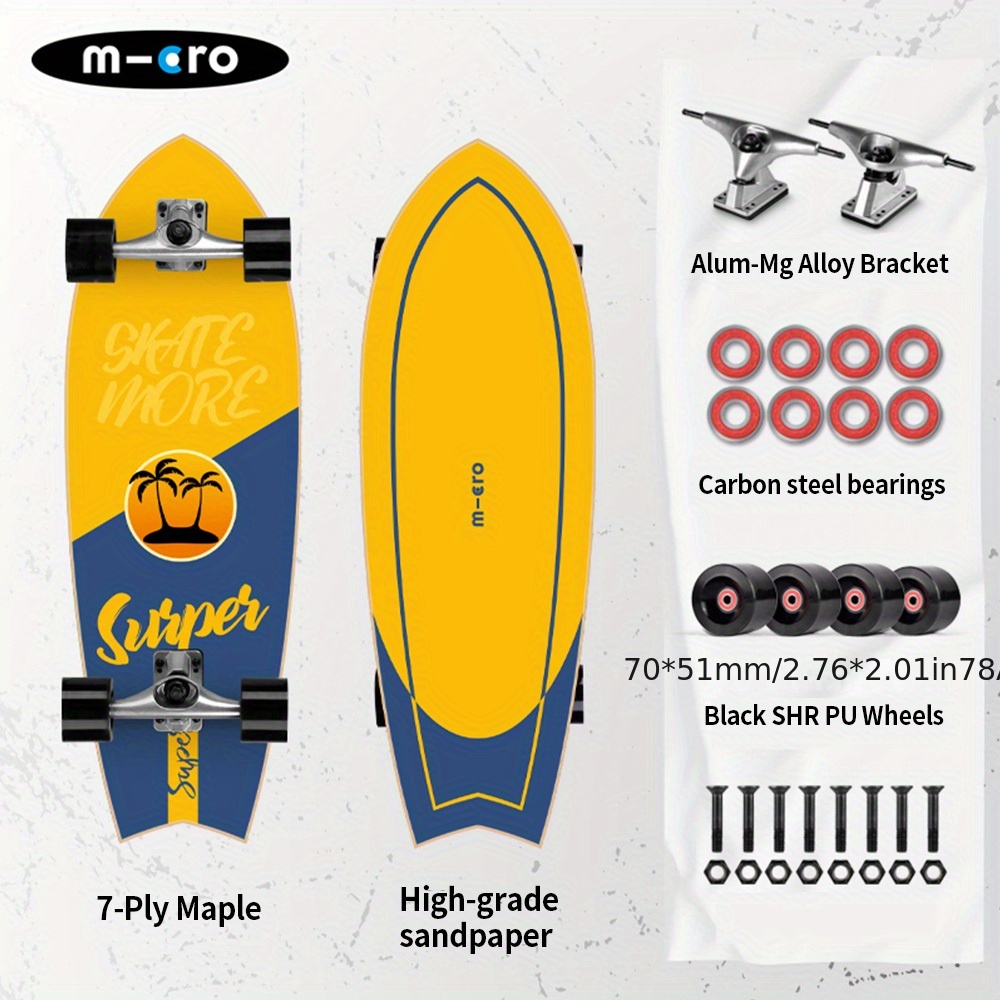 Camiones de Skateboard de Surf para adultos, tabla de Skate de 75cm,  aleación de aluminio, tierra