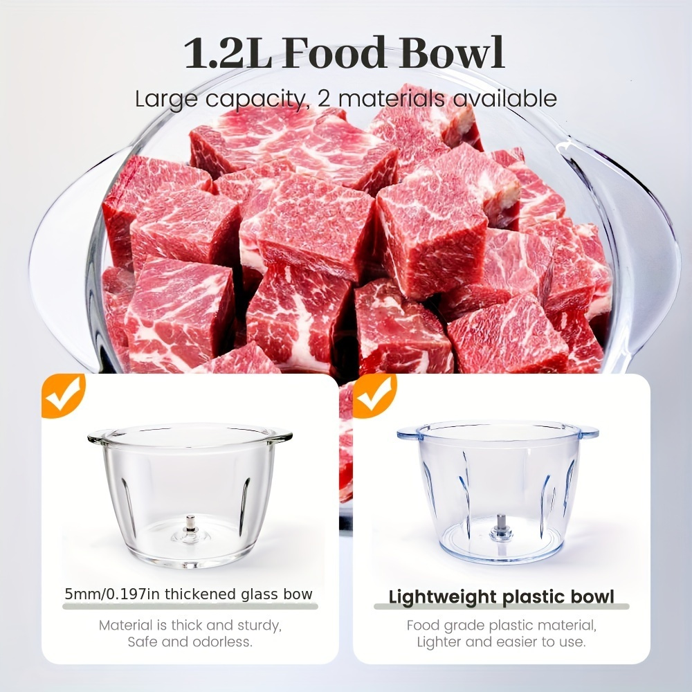 household 815 series electric food chopper food processor 8 cup food processor 1 2 liter bowl meat grinder suitable for meat vegetables fruits and nuts pure copper motor unit and 4 double layer sharp   300 watts Product details 2