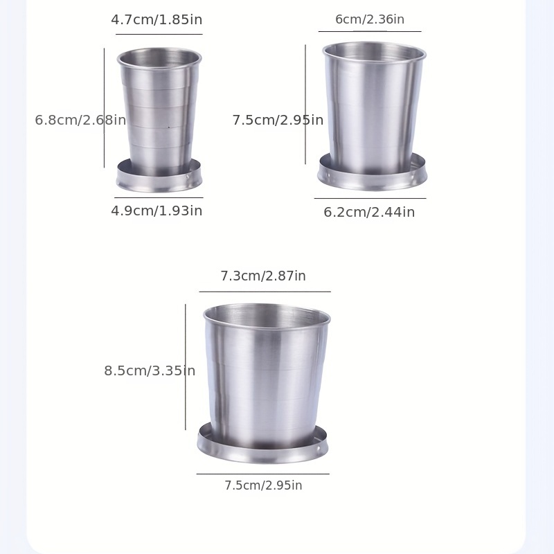1pc telescopic collapsible stainless steel shot glass portable foldable water cup coffee cup summer winter drinkware travel accessories home kitchen items multiple sizes optional