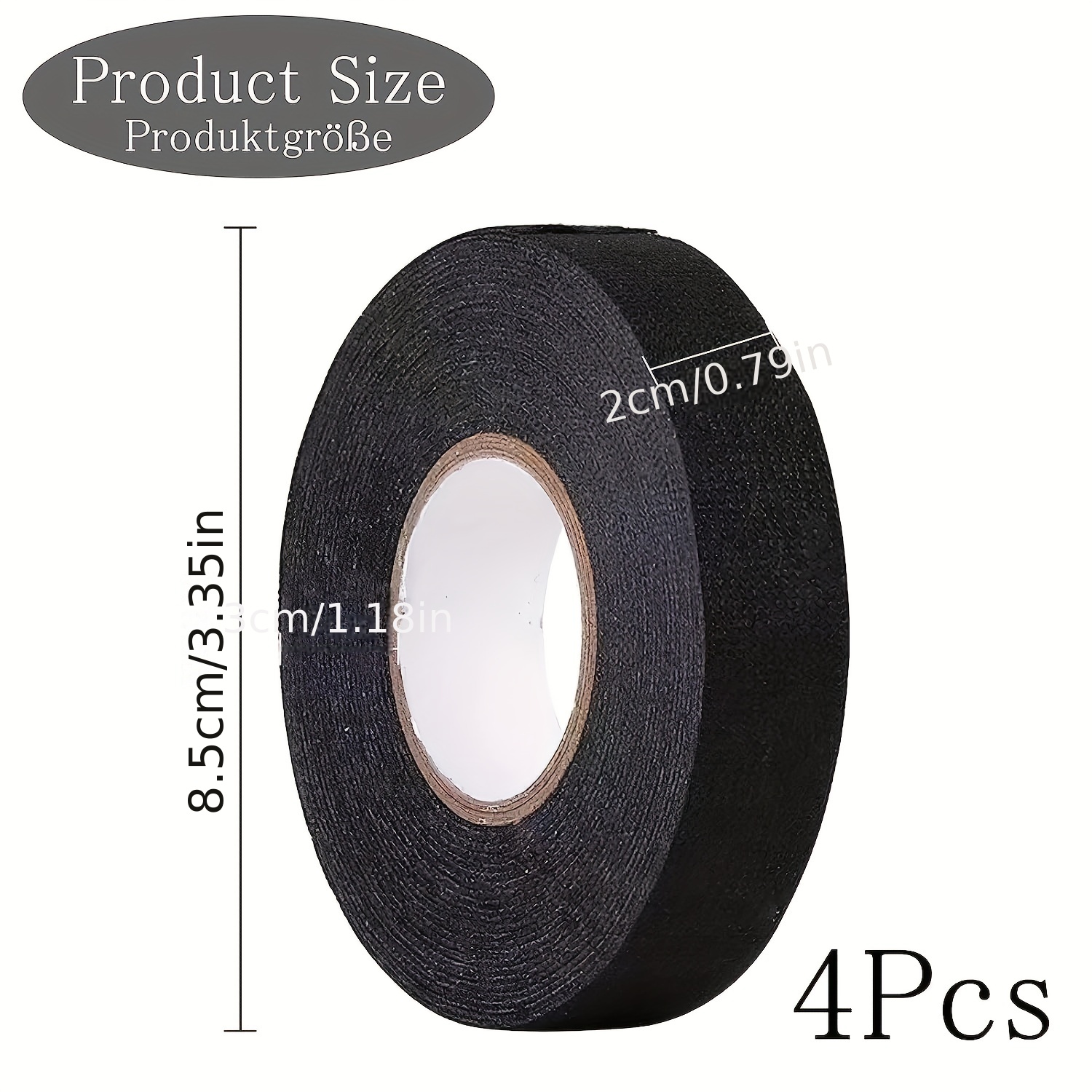 4 Pcs Fabric Adhesive Tape Black Adhesive Roll 19mm X 15m Black Fabric Tape  Pet Self Adhesive Car Tape Fo