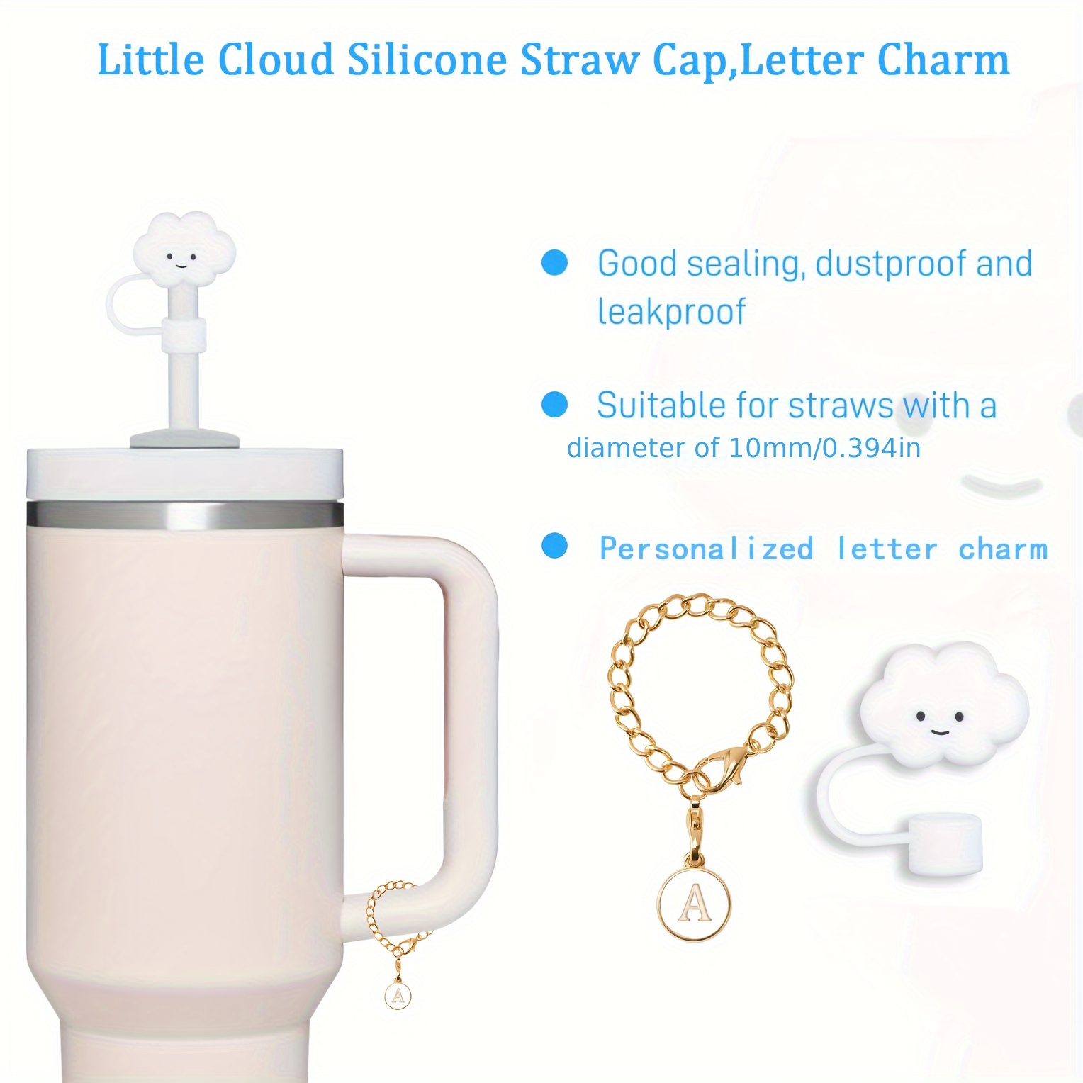 10mm Cloud Sky Straw Topper, Straw Covers, Straw Charms, Straw