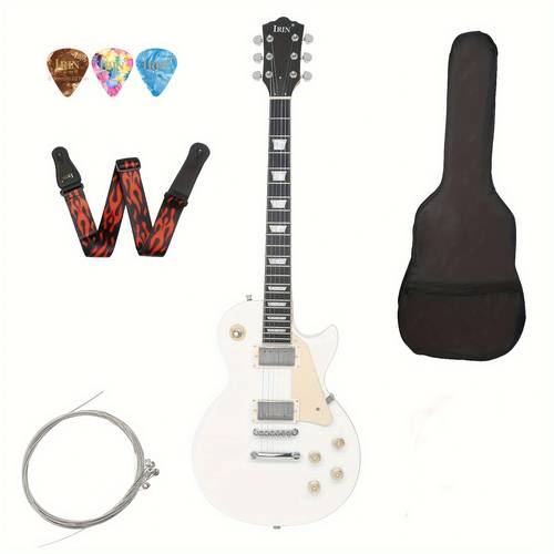 irin lp 700 premium classic lp electric guitar 22pin white shell fingerboard split poplar body dual pickups fixed bridge with bag strap strings pads sun brown white tiger green golden red color