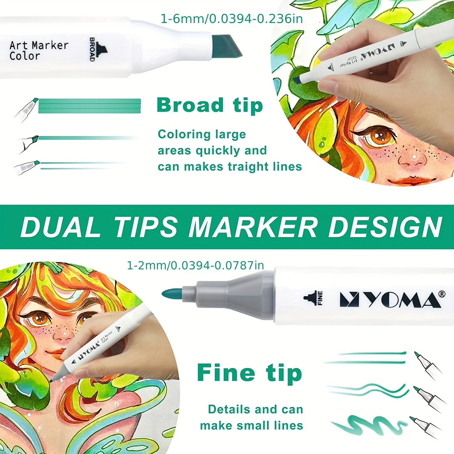 Art Marker Set 80 Color Dual Tip Permanent Sketch Markers - Temu