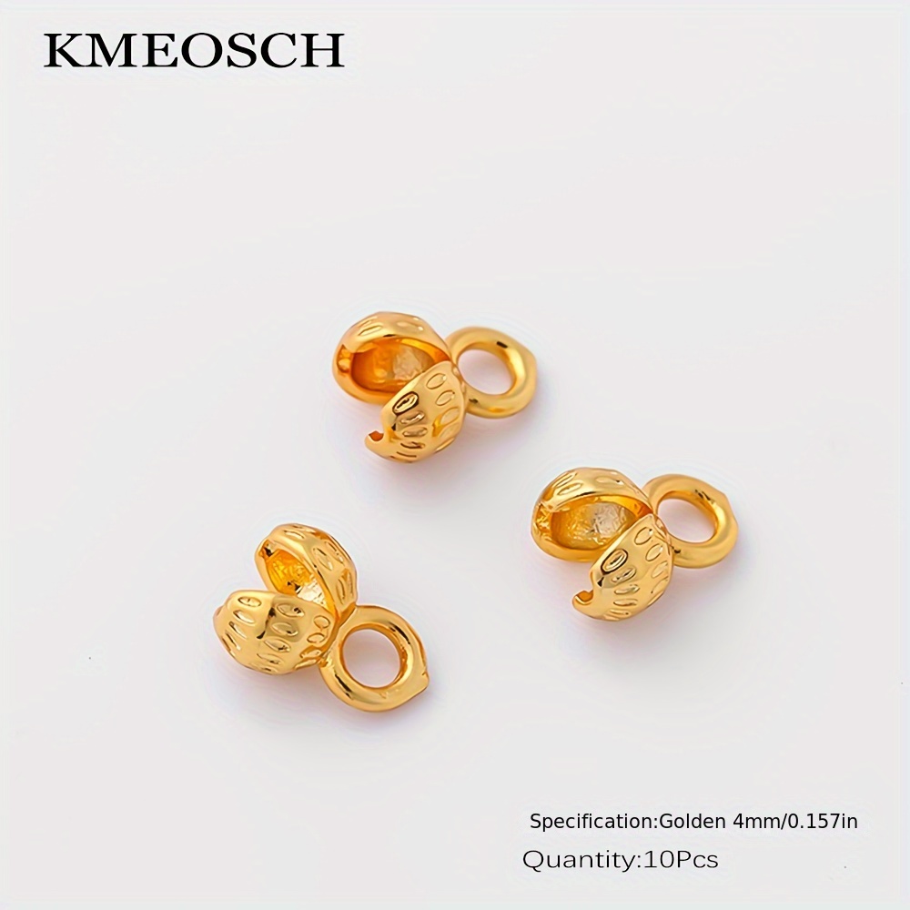 TEMU 10 piezas de cuentas de engarzadas con forma de concha de de latón chapado en oro de , suministros para hacer joyas, puntas de conectores de