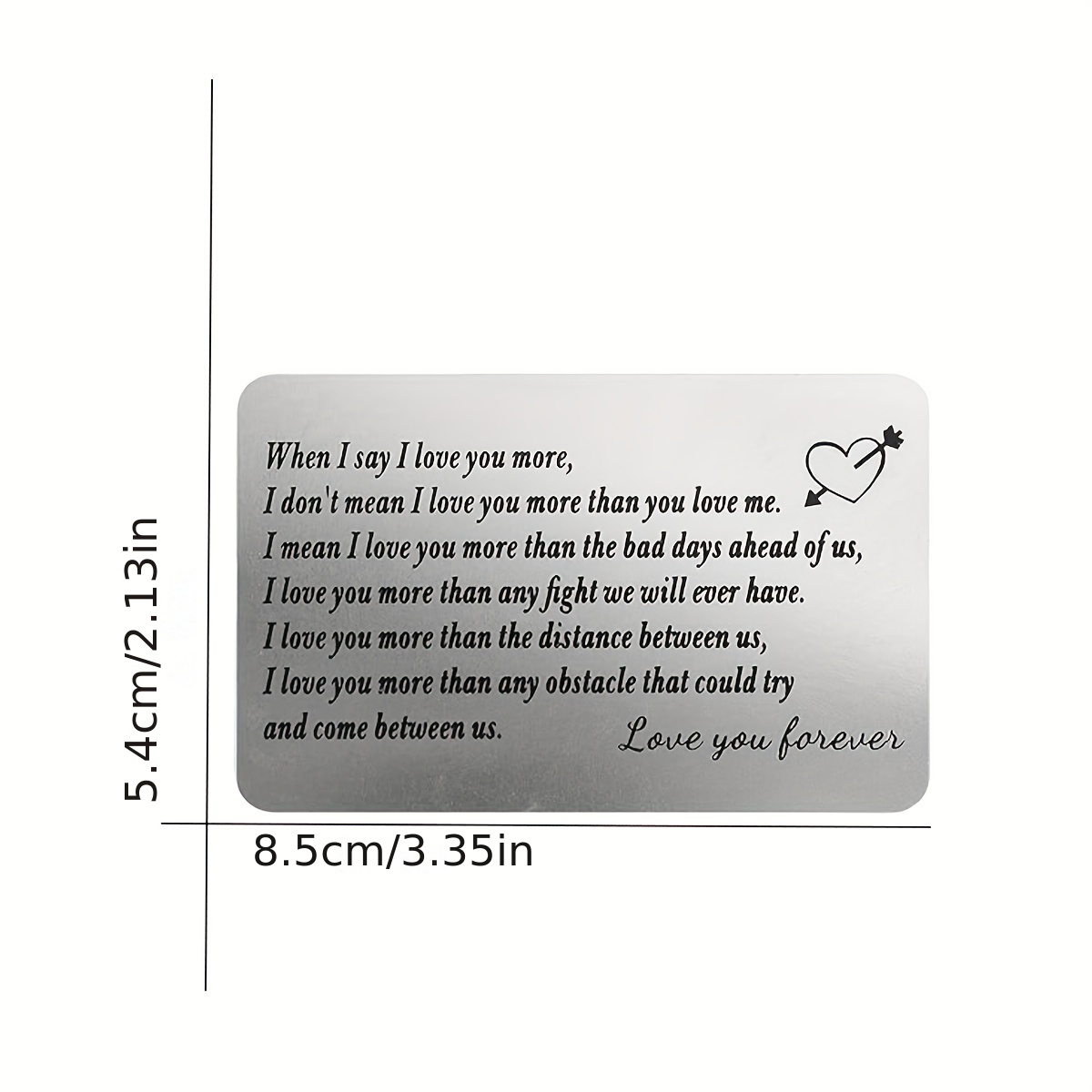 1pc, Engraved Wallet Card Insert Suitable For Husband Or Boyfriend - Love  You Forever - Romantic Love Message Metal Card From Wife Or Girlfriend Suita