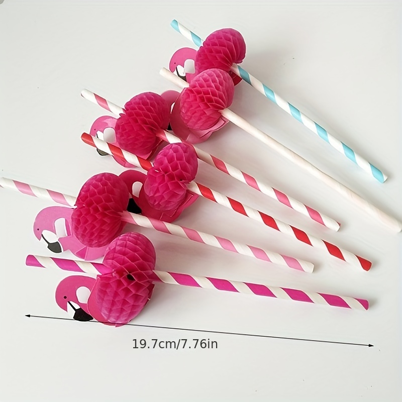 Pink Flamingo Paper Straws