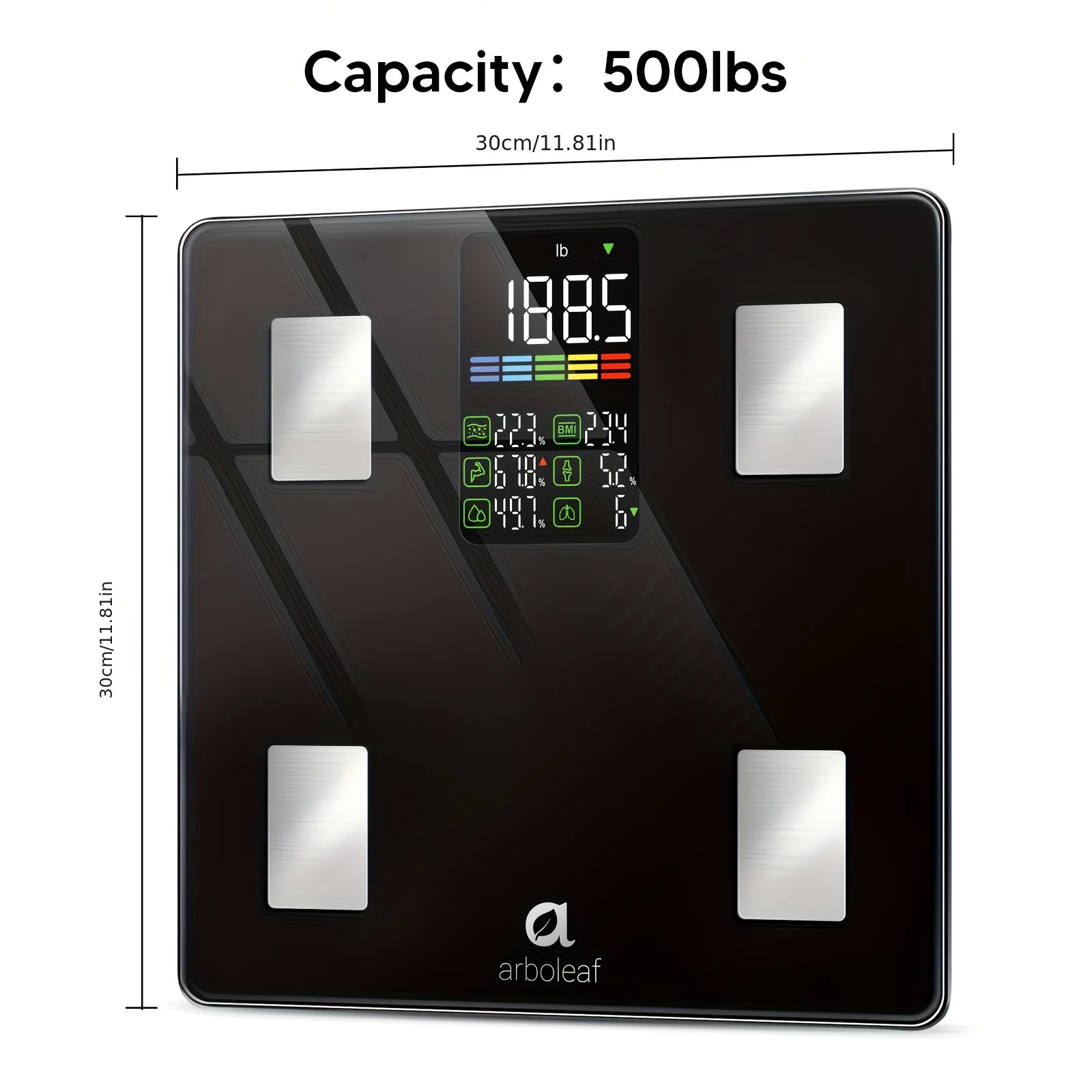 Smart Digital Body Fat Scale - 14 Metrics & 500lb Capacity