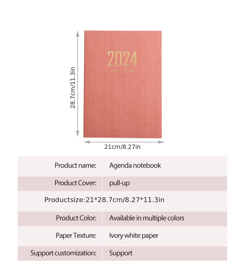 Goods In stock 2024 A4 English Daily Planner Notebook Thin - Temu Australia