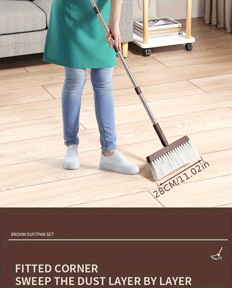 2 in 1 broom and dustpan set with long handle heavy duty stainless steel   for home     mall supermarket cleaning durable hard floor carpet cleaning supplies broom for home dorm room essentials   tool sturdy construction   janitorial staff       materials janitorial staff Product details 5