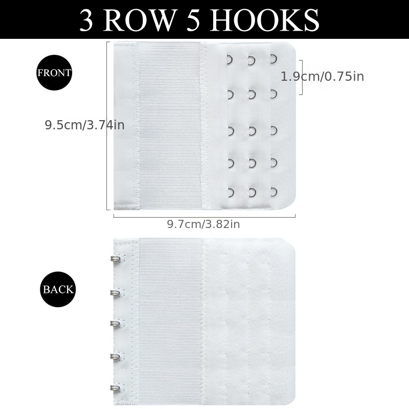2 3 4 5 Hooks 3 Rows Elastic Bra Extender Bra Back Adjustable