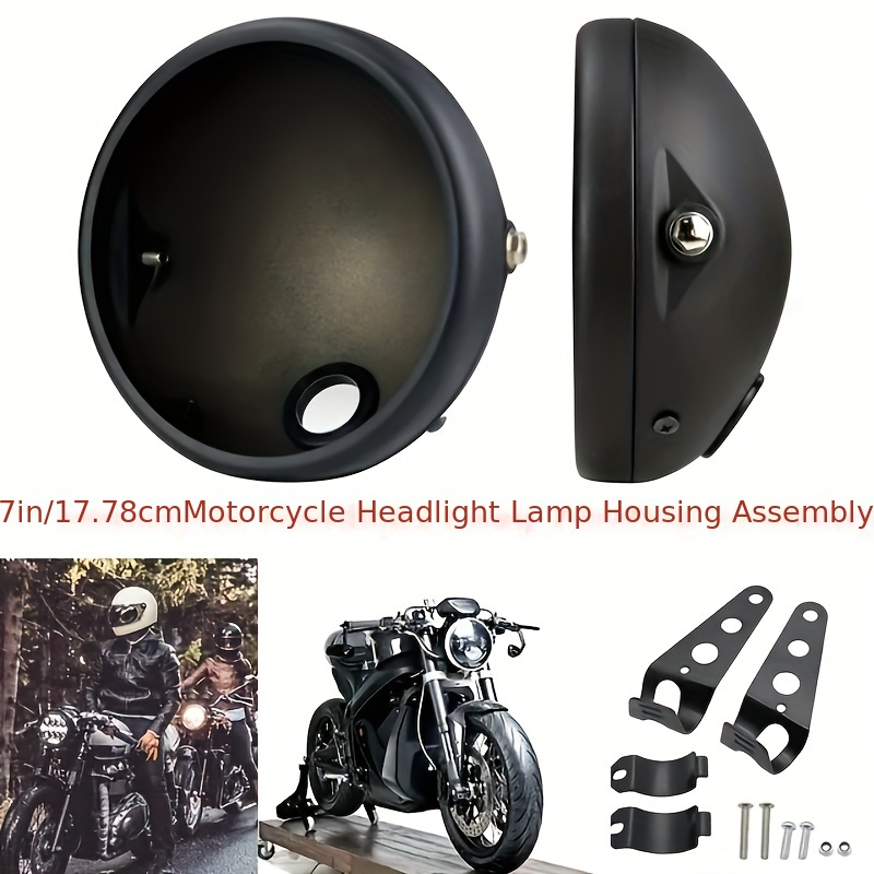 

7-inch Aluminum Motorcycle Headlight Housing Assembly - Waterproof Off-road Motorcycles Lamp Cover With Mounting Bracket For Harley Custom Retrofit