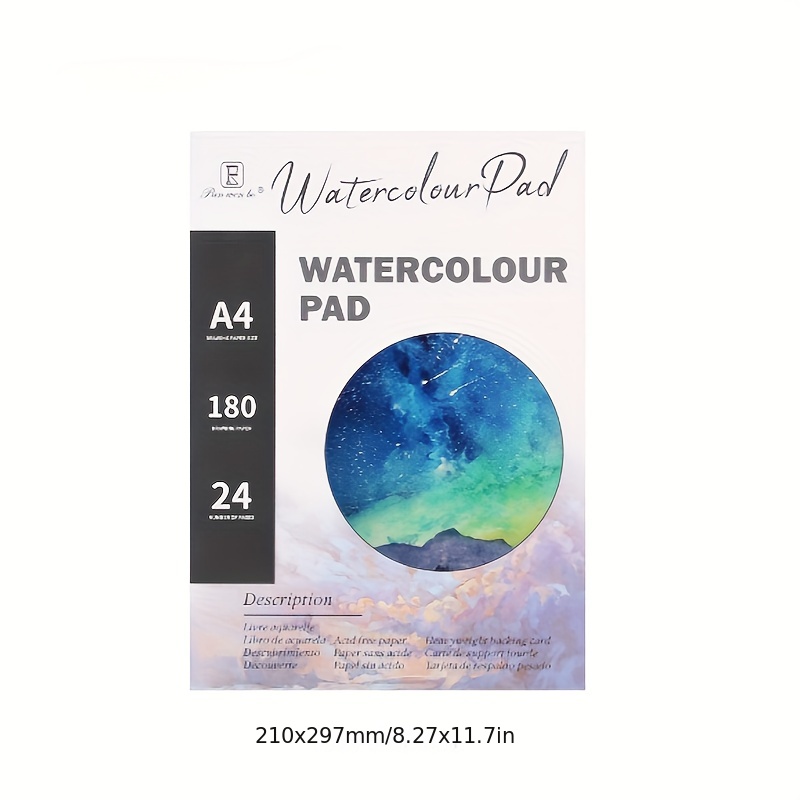 Watercolour Paper Pad, A4, 210x297 mm, 180 g, White, 20 Sheet, 1