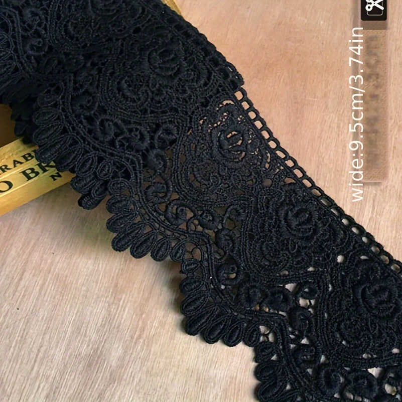 Black & Gold 9 Wide Embroidered Lace Trim