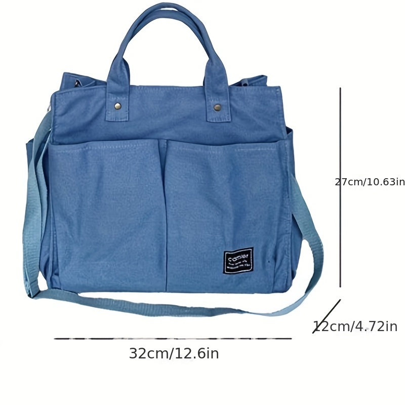 Versatile Canvas Tote Bag Multi Pockets Crossbody Bag Zipper - Temu