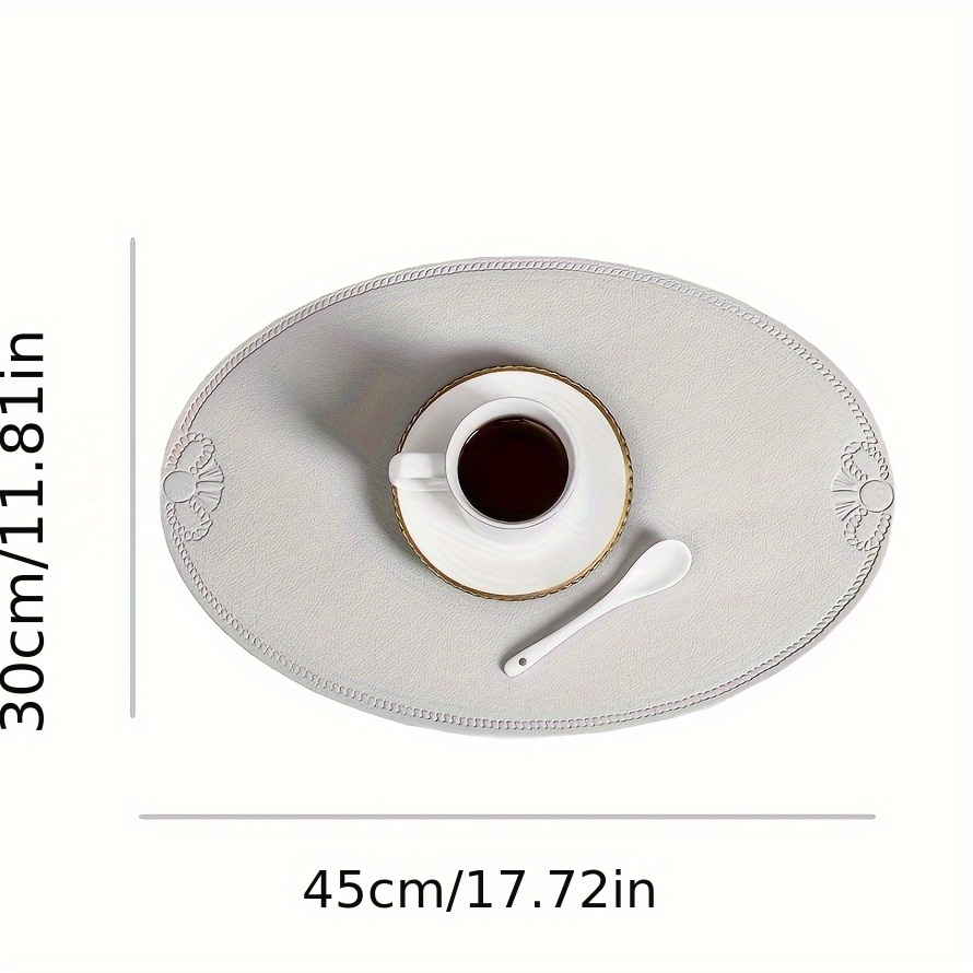 4pcs 30x45cm oval embossed placemats non slip and durable placemats easy to clean bow holiday dinner decoration placemats suitable for wedding ceremonies   used for indoor and outdoor Product details 4